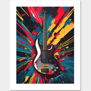 Cosmic Bass Riff: Shattering Musical Dimensions for bass player Posters and Art